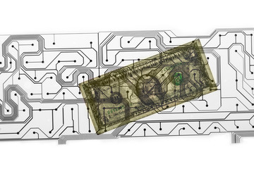 Dollar bill and PCB printed circuit board