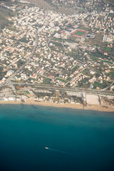 View from the plane above the Aegean sea, Greece