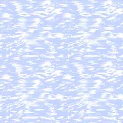 Vector art seamless image of blue sky with white clouds of spray paint. For design creative background with a sloppy drawing.