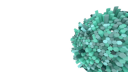 Fototapeta premium abstrakcyjna zielona sfera sześciokąt. 3d render.wallpaper.micro space