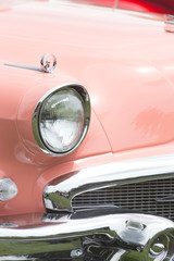 Details on a Pink Vintage Car
