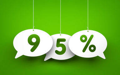 Chat bubbles with numbers hanging on the ropes. 3d illustration