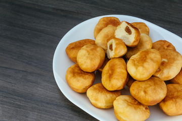 Berliner donuts on plate Traditional donuts