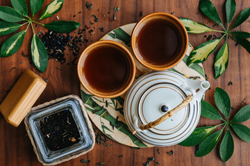 black tea in cups