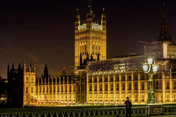 Fototapeta na wymiar Houses of Parliament Westminster Bridge Night Westminster London England