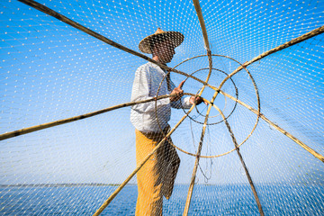 Fischer auf dem Inle lake in Myanmar