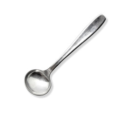 Silver soup ladle on white background