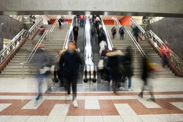 Poster Passengers in the subway station in Athens, Greece. Blurred motion. © SianStock
