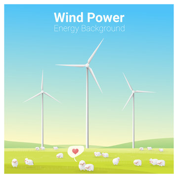 Energy concept background with wind turbine , vector , illustration