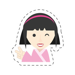 portrait japanese girl wink smile vector illustration eps 10