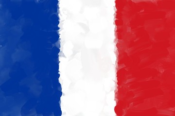 Hand drawn stylized flag of France (proportion 2:3). A vertical tricolor of blue, white and red.
