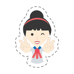 portrait japanese girl student uniform vector illustration eps 10
