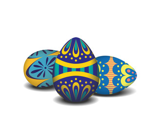 set of 3 easter eggs, happy easter, vector illustration