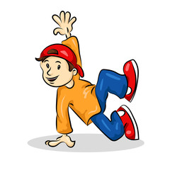 hip hop brake dancer boy in cap and sneakers