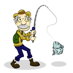 fisher man with spinning go to fishing