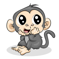crazy funny cute young little monkey isolated