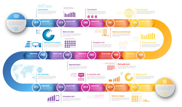 Infographics arrow timeline hystory template