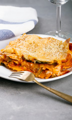 Vegetarian lasagne on the plate