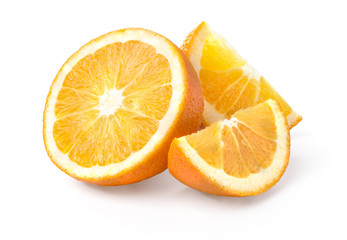 Orange fruit half and two segments