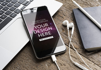 Smartphone with Headphones Mockup 5