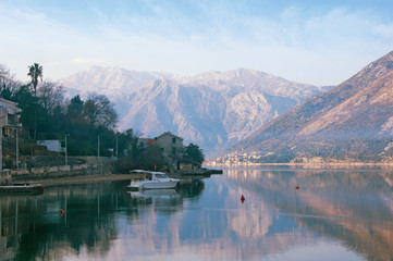 Bay of Kotor near seaside Stoliv village. Montenegro
