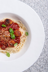 Pasta with meatballs and tomato sauce