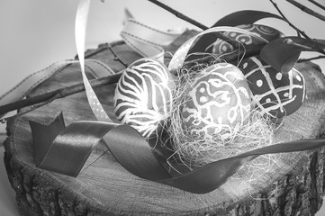 Beautiful colorful egg closeup. A festive mood.
