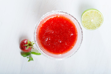 Single glass of straberry cocktail