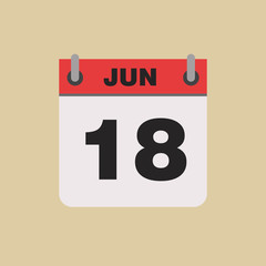 calendar flipping date time day month June simple flat vector illustration application app logo icon