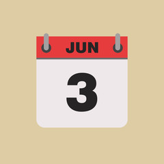 calendar flipping date time day month June simple flat vector illustration application app logo icon