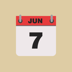 calendar flipping date time day month June simple flat vector illustration application app logo icon