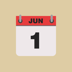 calendar flipping date time day month June simple flat vector illustration application app logo icon