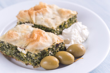 Portion of Spanakopita - Greek spinach pie