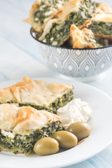 Portion of Spanakopita - Greek spinach pie
