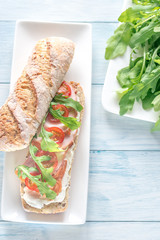 Sandwich with cream cheese and chicken