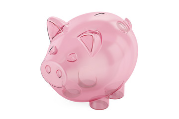 empty transparent piggy bank, 3D rendering