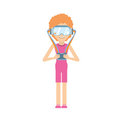 woman wear virtual reality glasses and control vector illustration