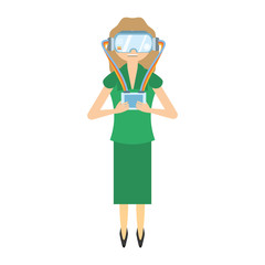 woman wear virtual reality glasses and control vector illustration