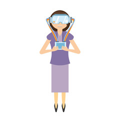 woman wear virtual reality glasses and control vector illustration