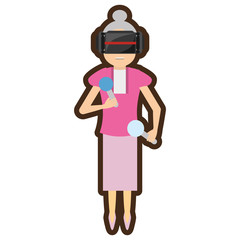 woman with virtual reality glasses simulation vector illustration eps 10