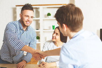 Obraz premium Young male accepted for a job