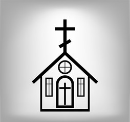 Vector church Icon with cross. Illustration eps 10.