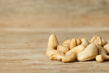 Roasted cashews close up