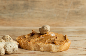 Roasted peanuts in shell close up