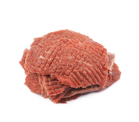 Tenderized slice of beef isolated