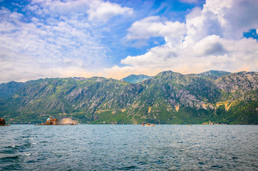 Obraz premium beautiful mediterranean landscape. Mountains near town Perast, Kotor bay (Boka Kotorska), Montenegro.