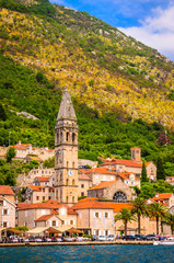 Obraz premium Beautiful mediterranean landscape - town Perast, Kotor bay (Boka Kotorska), Montenegro.