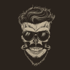 Hipster skull with hairstyle