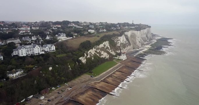 Aerial sea view with White Cliffs of Dover