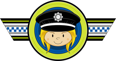 Cute Cartoon Policewoman